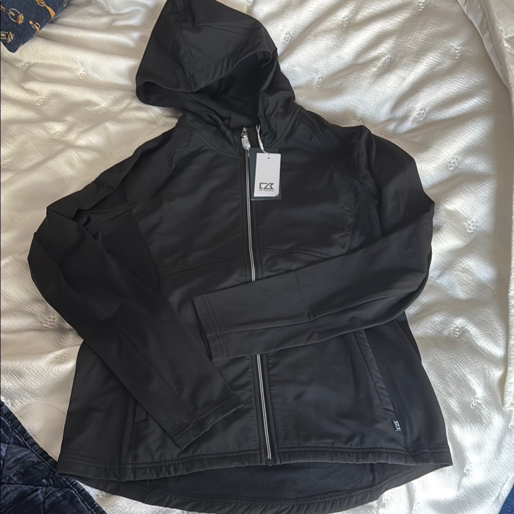 Cutter & Buck Black Hooded Jacket Jacket, NWT, Size S/P, with hood, pockets